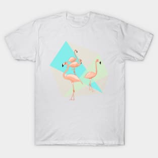 4 Flamingos Design in Soft Colors T-Shirt